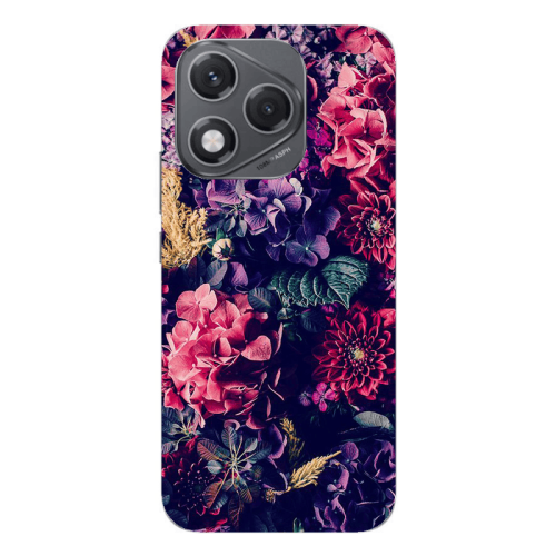 Honor 400 Lite Purple and pink flowers Transparent Silicone TPU Θήκη